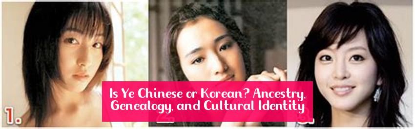 Is Ye Chinese or Korean? Ancestry, Genealogy, and Cultural Identity